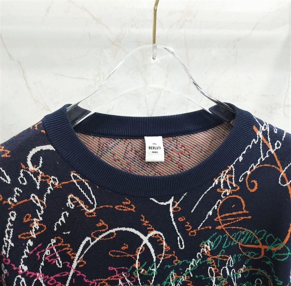 [럭스유] XL / 벨루티 스크리토 실크 크루넥 니트