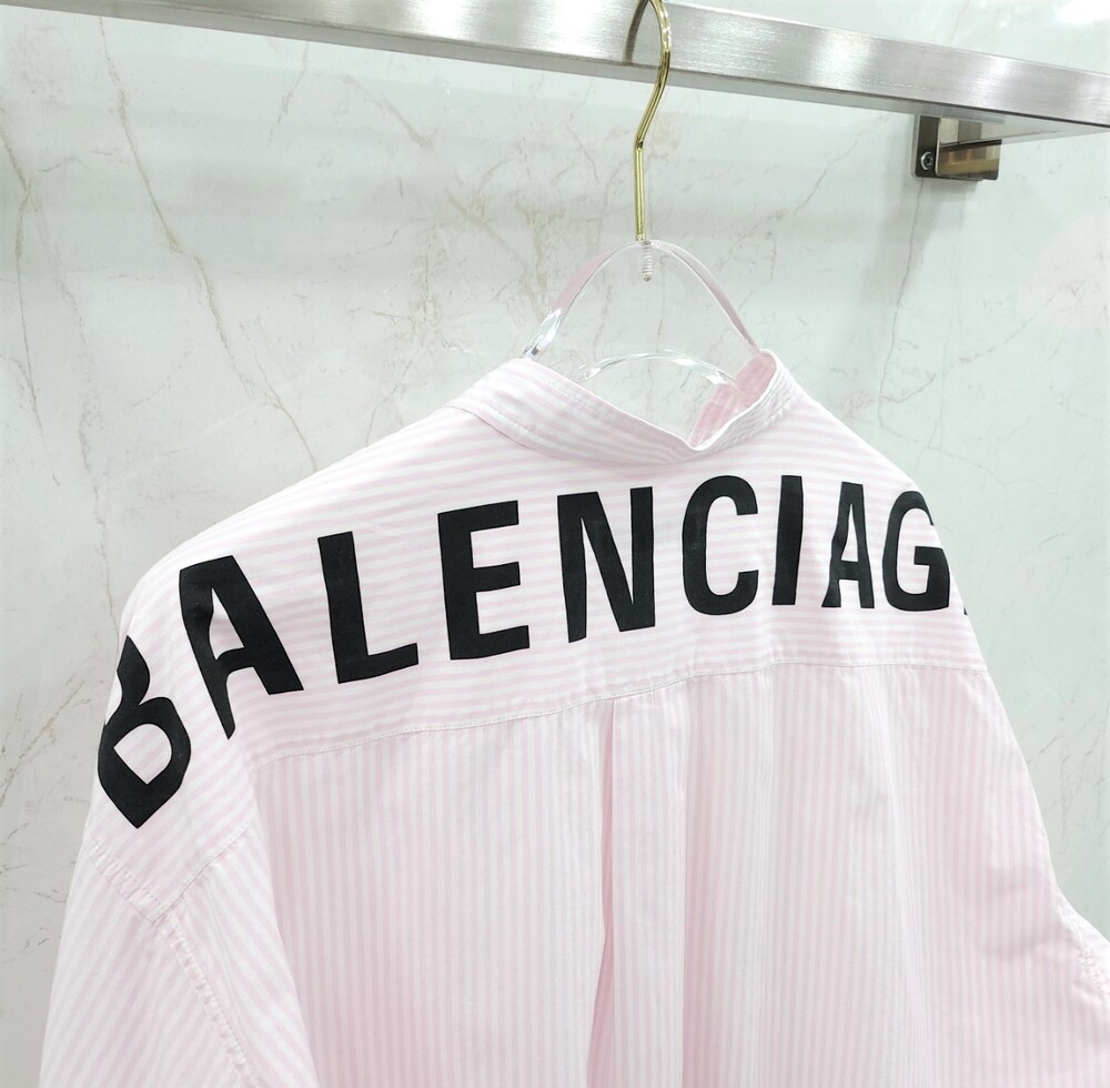 [럭스유] (새상품) 32 / 발렌시아가 핑크 스트라이프 백로고 뉴 스윙 셔츠