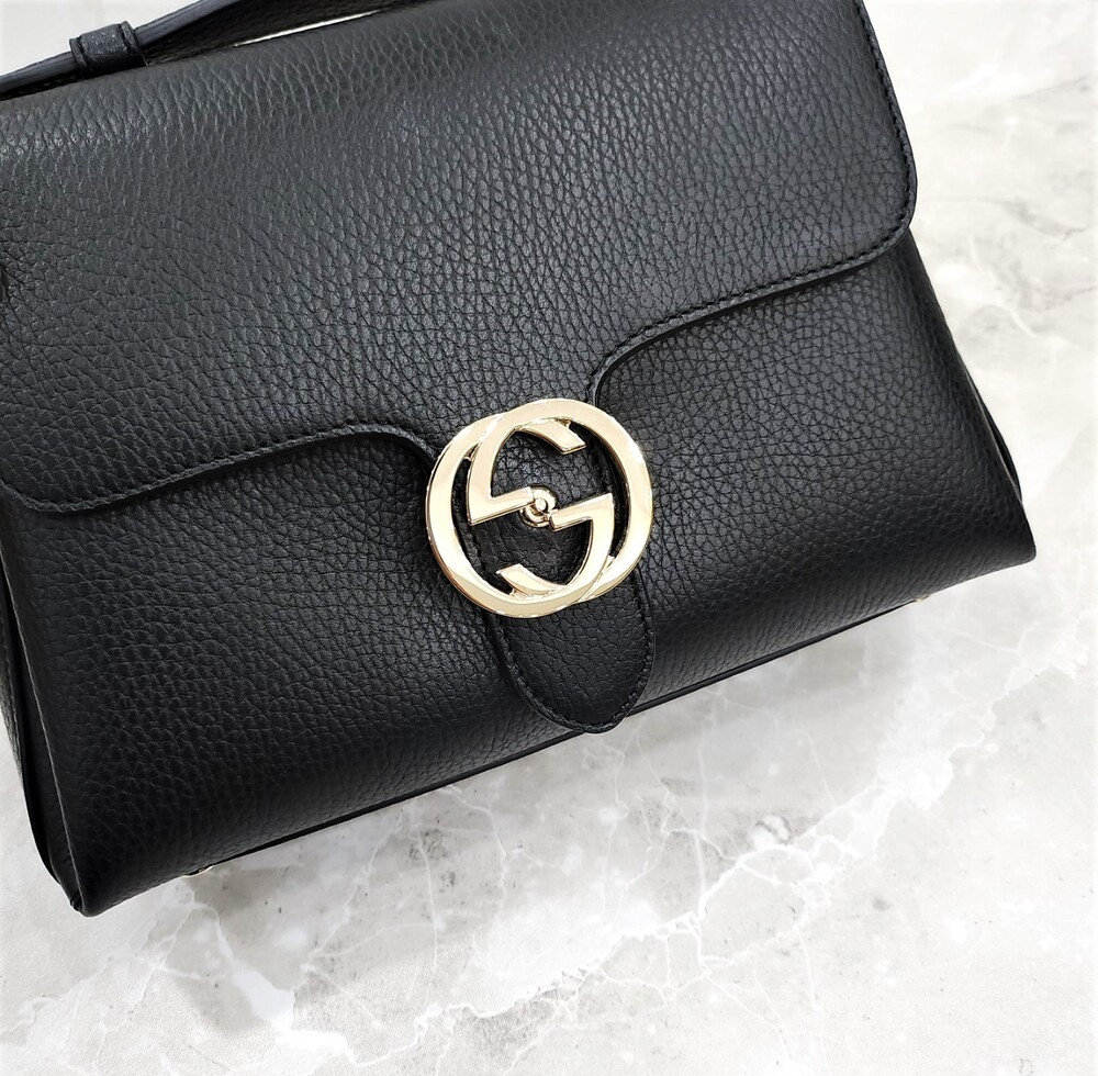 [럭스유] 구찌 인터로킹 탑핸들 레더 체인 숄더백 510302