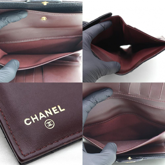 Chanel(샤넬) A31506 블랙 캐비어 금장 CC 로고 클래식 플랩 장지갑 (20번대)