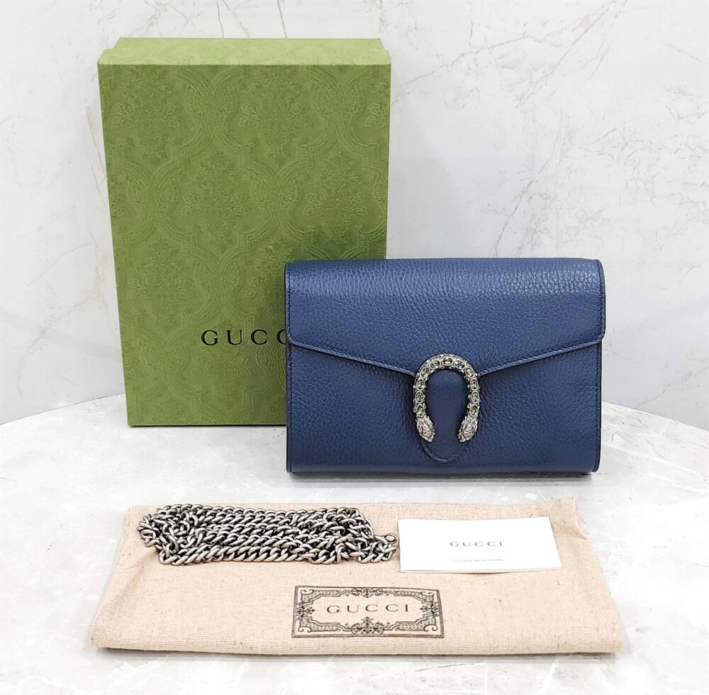 [럭스유] 구찌 네이비 디오니소스 미니 레더 체인백 401231