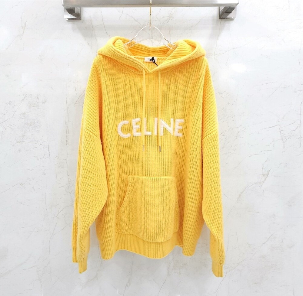 [럭스유] L / 셀린느 리브드 울 스웨터 후드 2A85W423P