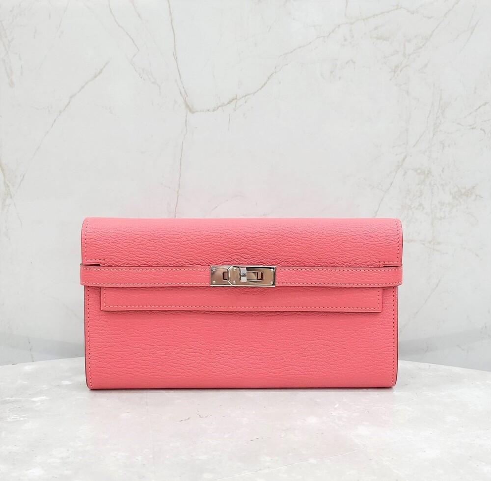 [럭스유] 에르메스 켈리 장지갑 핑크 은장