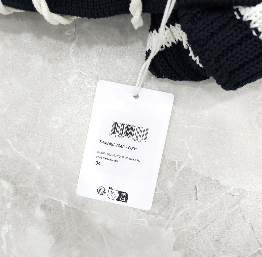 [럭스유] (새상품) 34 / 디올 리비에라 레이스업 캡 슬리브 스웨터 544S48A7042