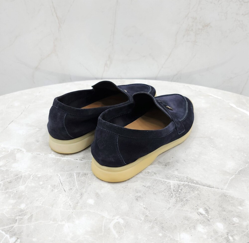 [럭스유] 36.5 / 로로피아나 네이비 썸머 참스 스웨이드 로퍼