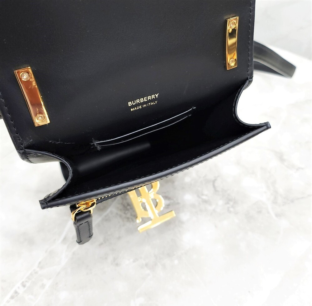 [럭스유] 버버리 블랙 스무스 금장 로빈 미니 숄더백 80330421