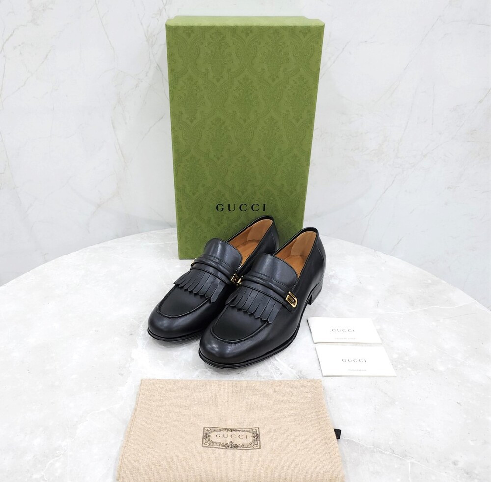 [럭스유] (새상품) 6 / 구찌 미러 G 레더 로퍼 블랙 714680