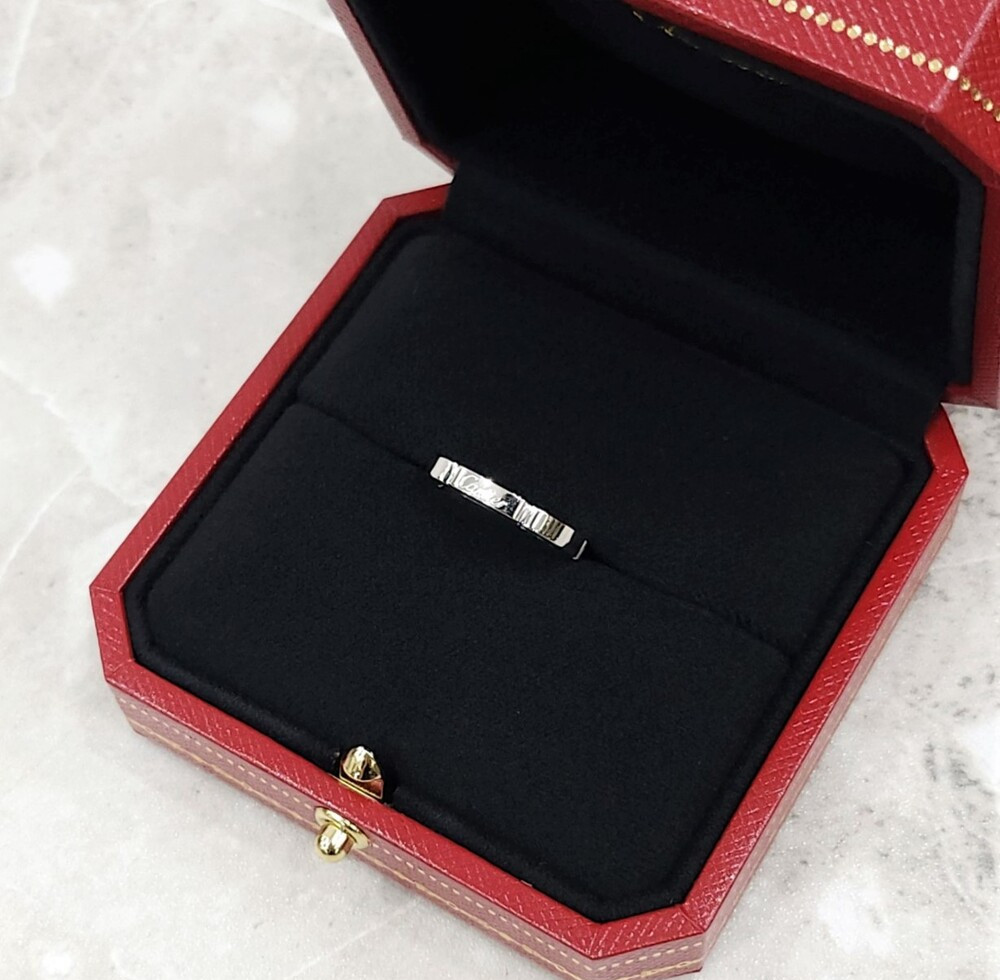 [럭스유] 까르띠에 마이용 팬더 웨딩밴드 링 18K 화이트골드 46호