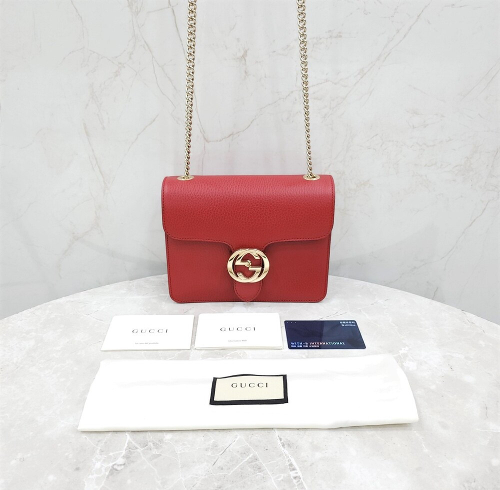 [럭스유] 구찌 GG 인터로킹 체인 크로스백 스몰 레드 510304