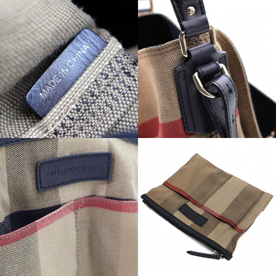 Burberry(버버리) 39457261 블랙 레더 체크 애쉬비 빈 미듐 호보 2WAY