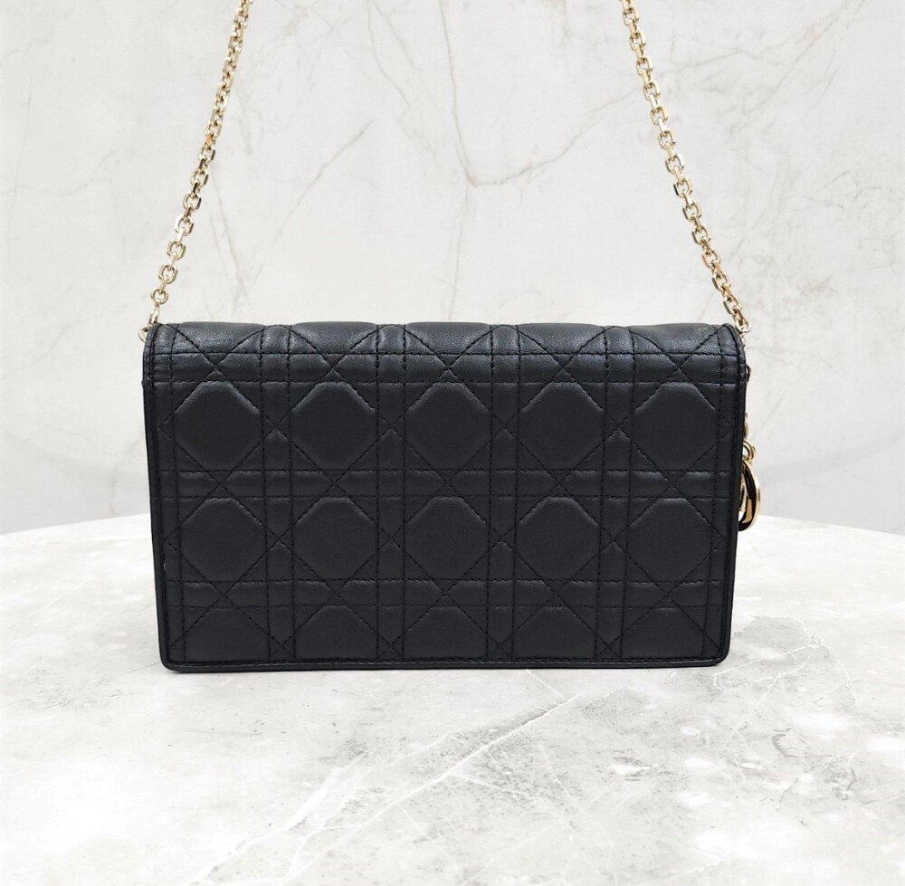 [럭스유] 디올 레이디 디올 파우치 체인백 블랙 까나쥬 S0204ONMJ