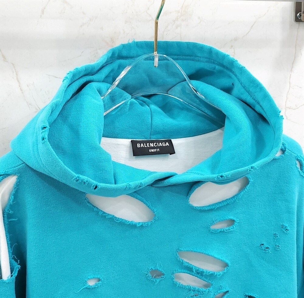 [럭스유] (새상품) XXS / 발렌시아가 캡 디스트로이드 오버핏 후드 659403