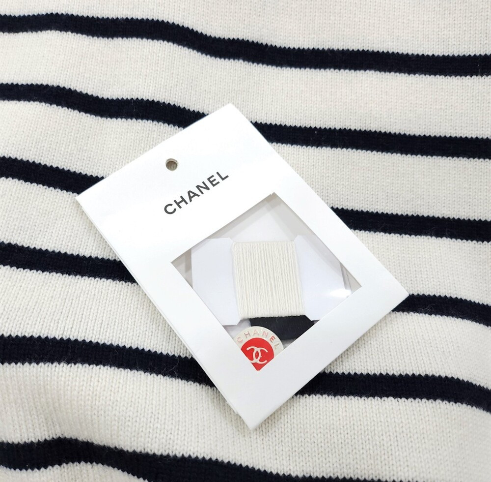 [럭스유] 36 / 샤넬 23C CC로고 시퀸 스트라이프 캐시미어 니트 P74227