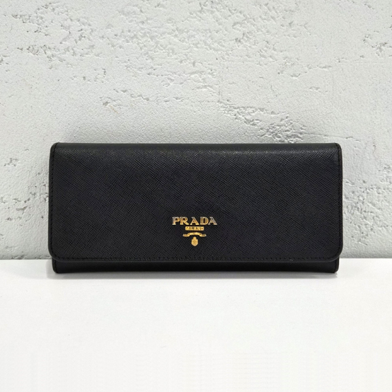 프라다 사피아노 레더 금장 블랙 장지갑 1M1132