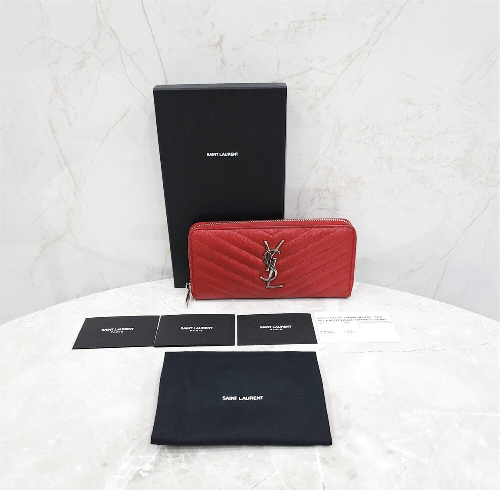 [럭스유] 생로랑 모노그램 마틀라세 레더 지퍼 장지갑