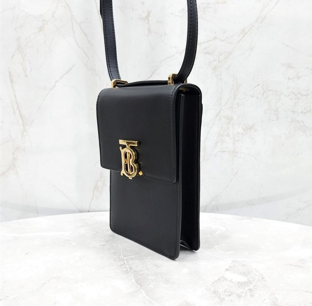 [럭스유] 버버리 블랙 스무스 금장 로빈 미니 숄더백 80330421