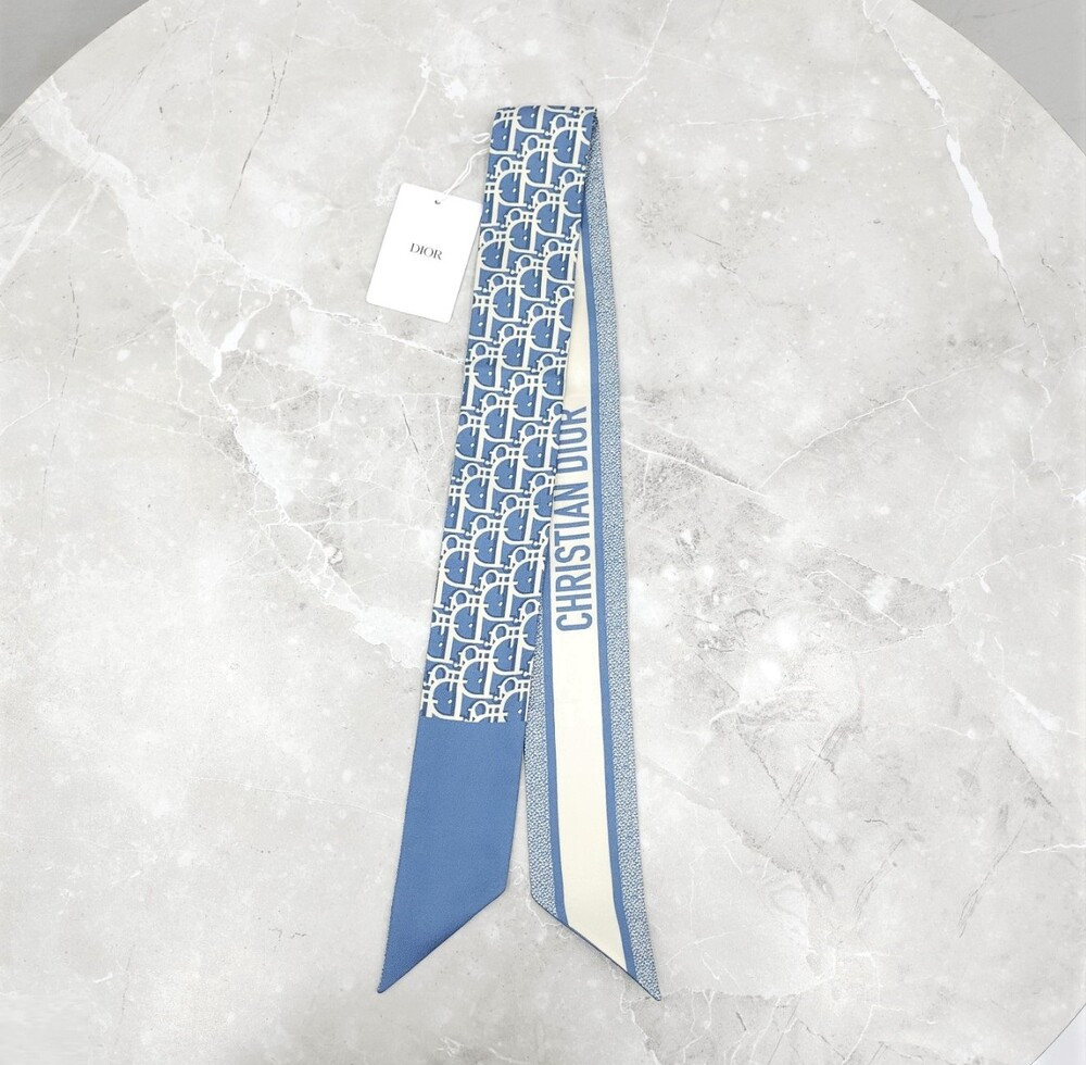 [럭스유] (새상품) 디올 블루 실크 트윌 오블리크 미차 스카프 15DOB106I600