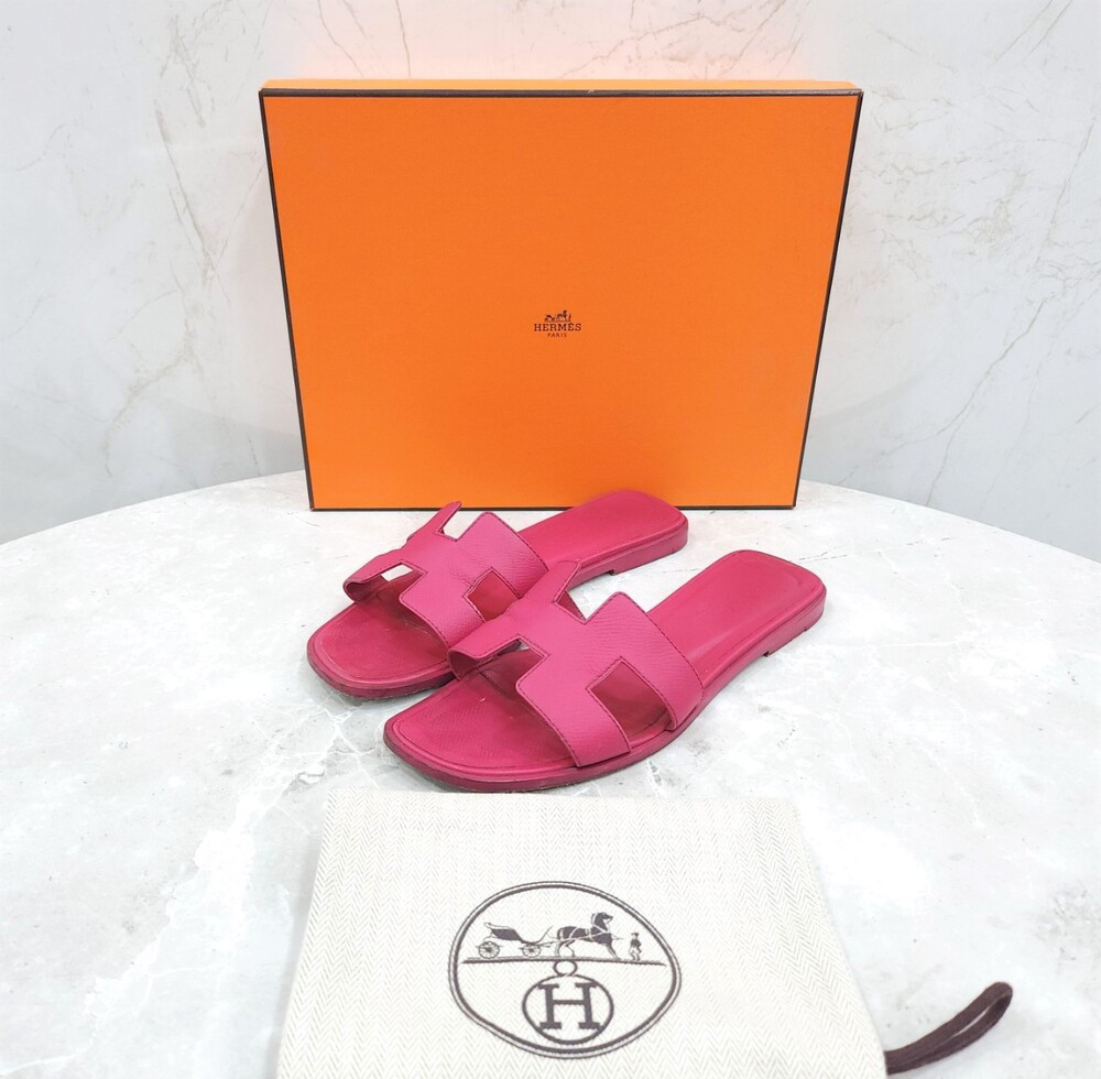 [럭스유] 36.5 / 에르메스 핑크 오란 샌들 슬리퍼