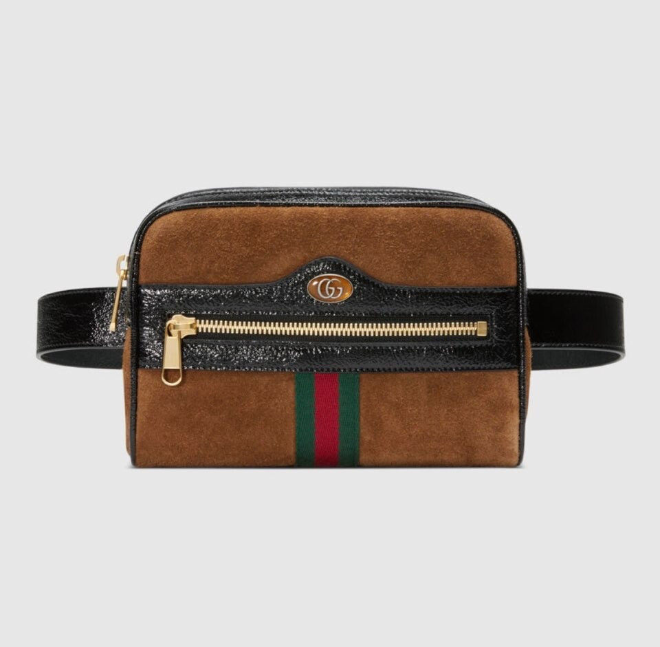 [럭스유] (새상품) 구찌 브라운 스웨이드 오피디아 WEB 스몰 힙색 벨트백 517076