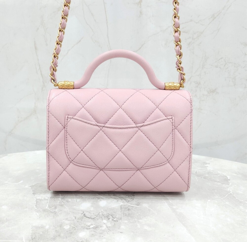 [럭스유] (새상품) 샤넬 24A 공방 탑핸들 미니 플랩백 라이트핑크 신형내장칩 AS4956