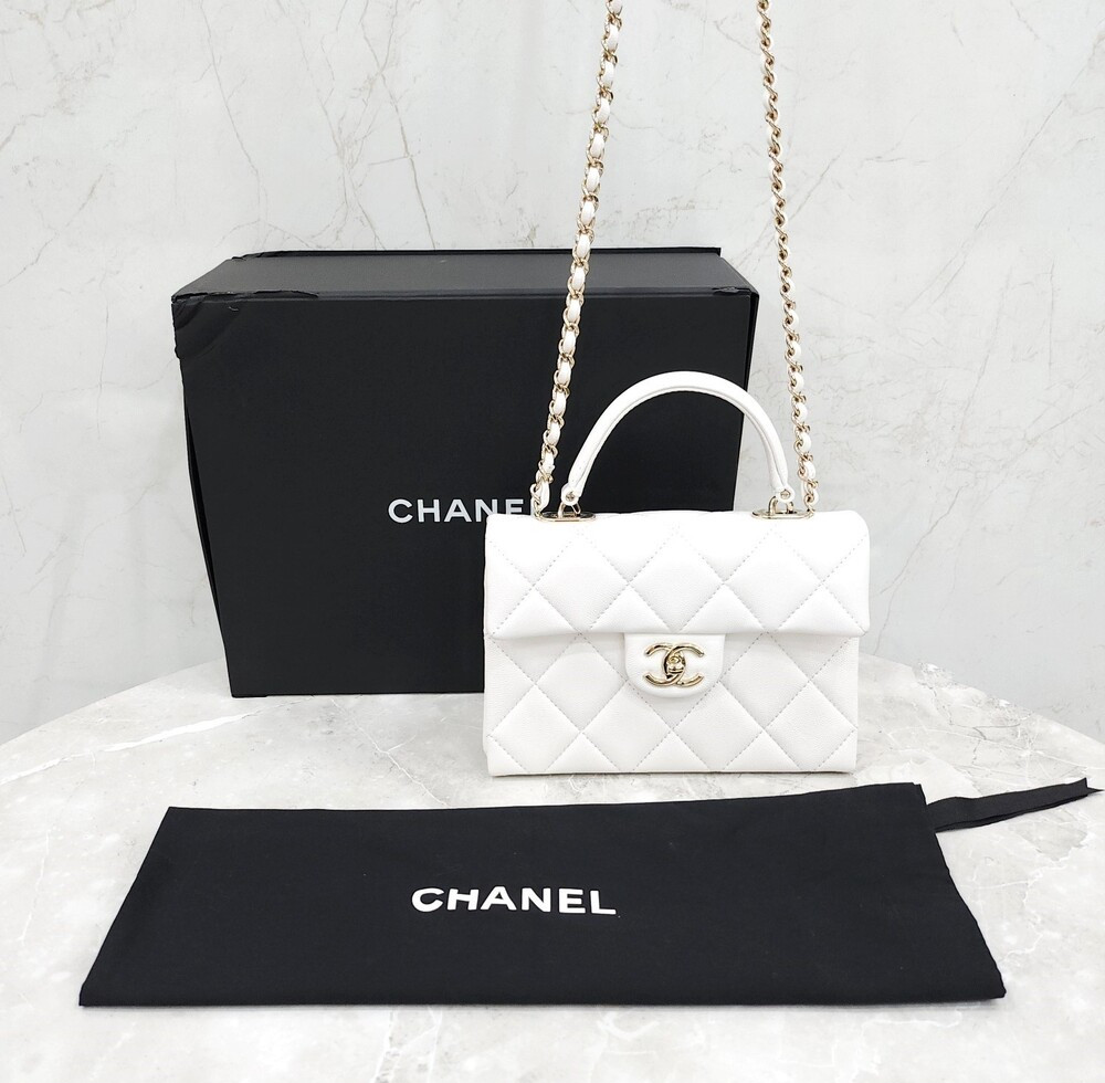 [럭스유] 샤넬 24P CC로고 레트로 트위스트 미듐 탑핸들 백 AS4711