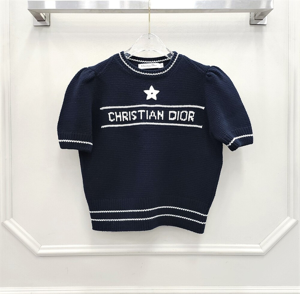 [럭스유] 38 / 디올 캐시미어 스웨터 반소매 울 니트