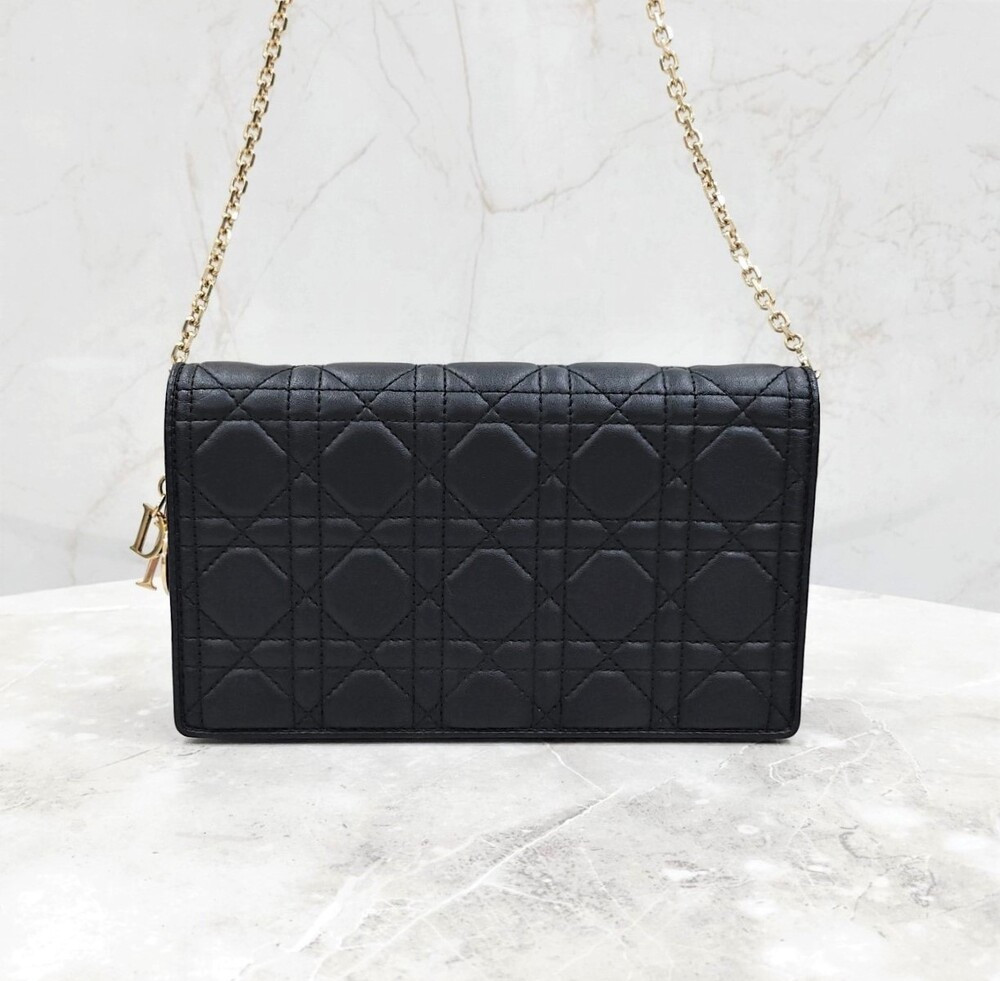 [럭스유] 디올 레이디 디올 파우치 체인백 블랙 까나쥬 S0204ONMJ