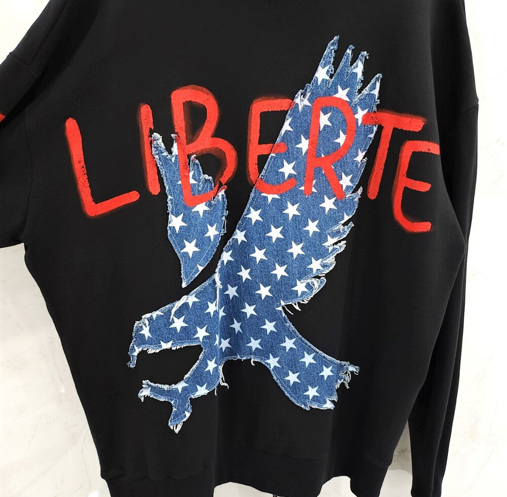 [럭스유] S / 페이스커넥션 블랙 이글 리버티 패치 후드집업