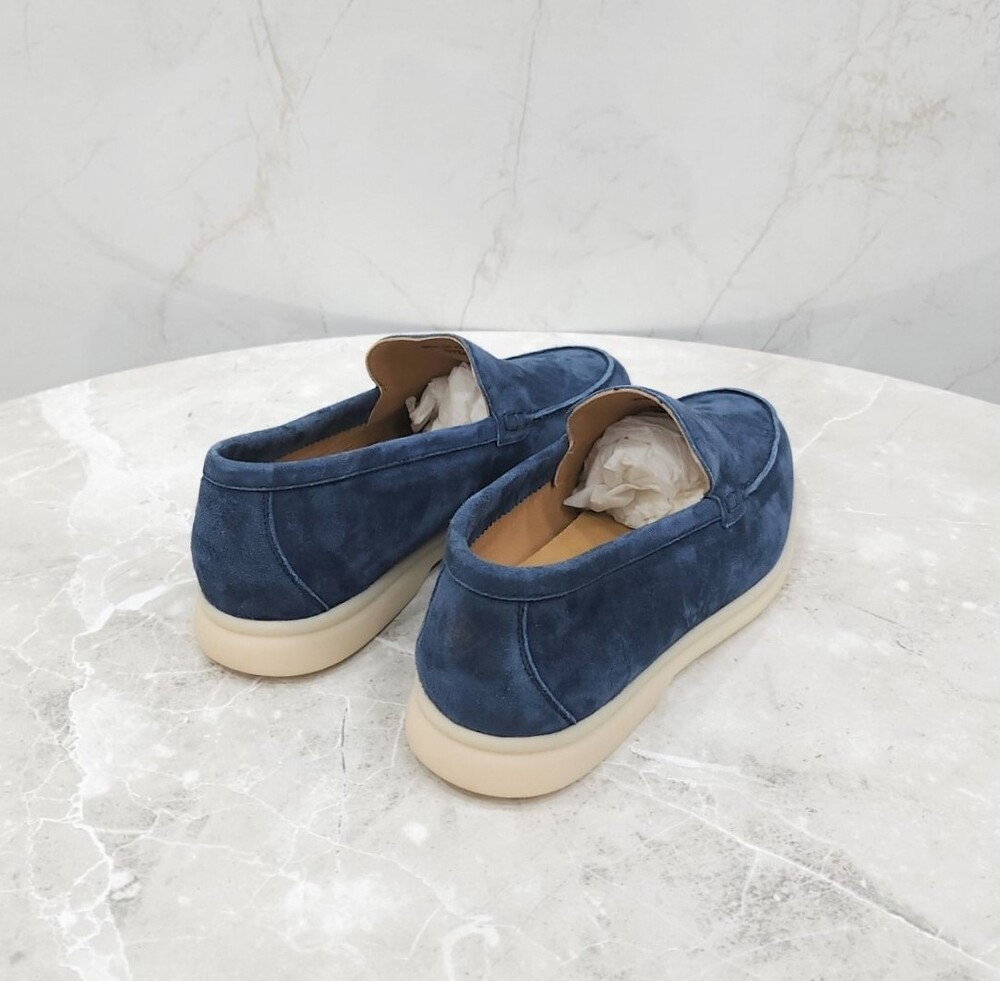 [럭스유] (새상품) 37.5 / 로로피아나 네이비 스웨이드 썸머워크 로퍼