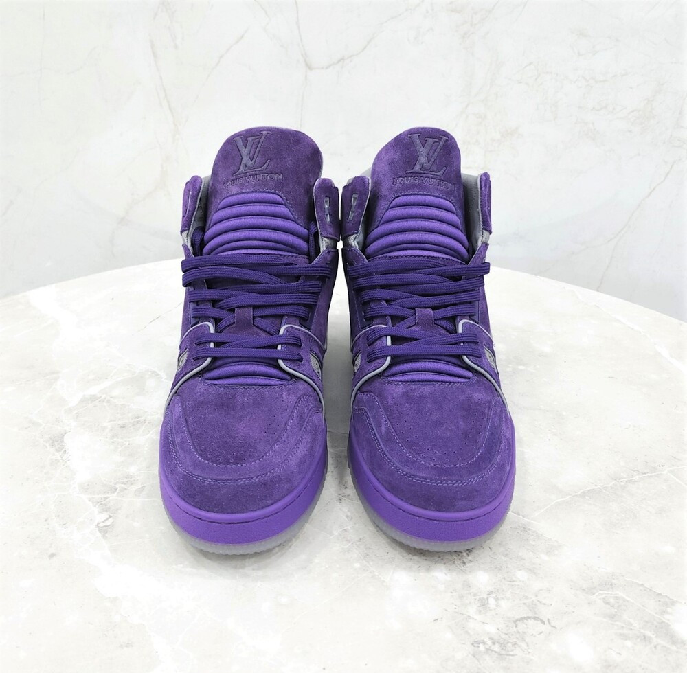 [럭스유] (새상품) 8 / 루이비통 한정판 LV 퍼플 트레이너 하이탑 스니커즈