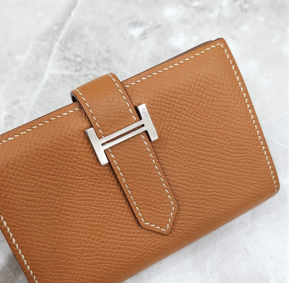 [럭스유] 에르메스 베안 미니 지갑 앱송 팔라듐 골드 Y각인 H039796CK37