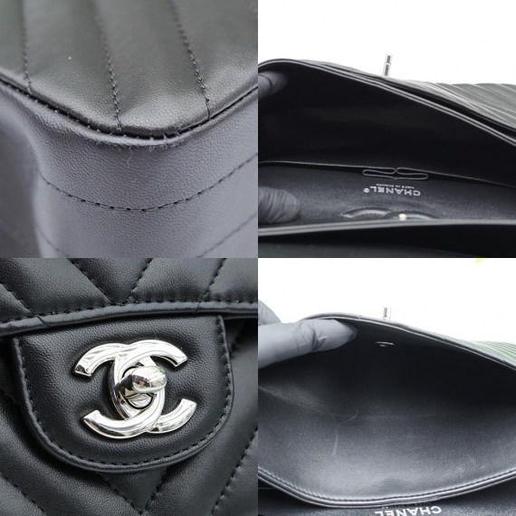 Chanel(샤넬) A01112 블랙 쉐브론 카프스킨 은장 CC로고 클래식 미듐 플랩 숄더백 (30번대)