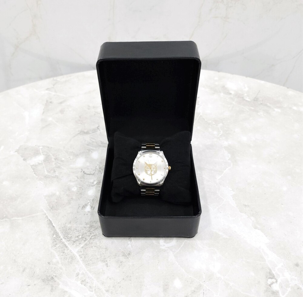 [럭스유] 구찌 G 타임리스 캣워치 메탈 시계 YA1264074