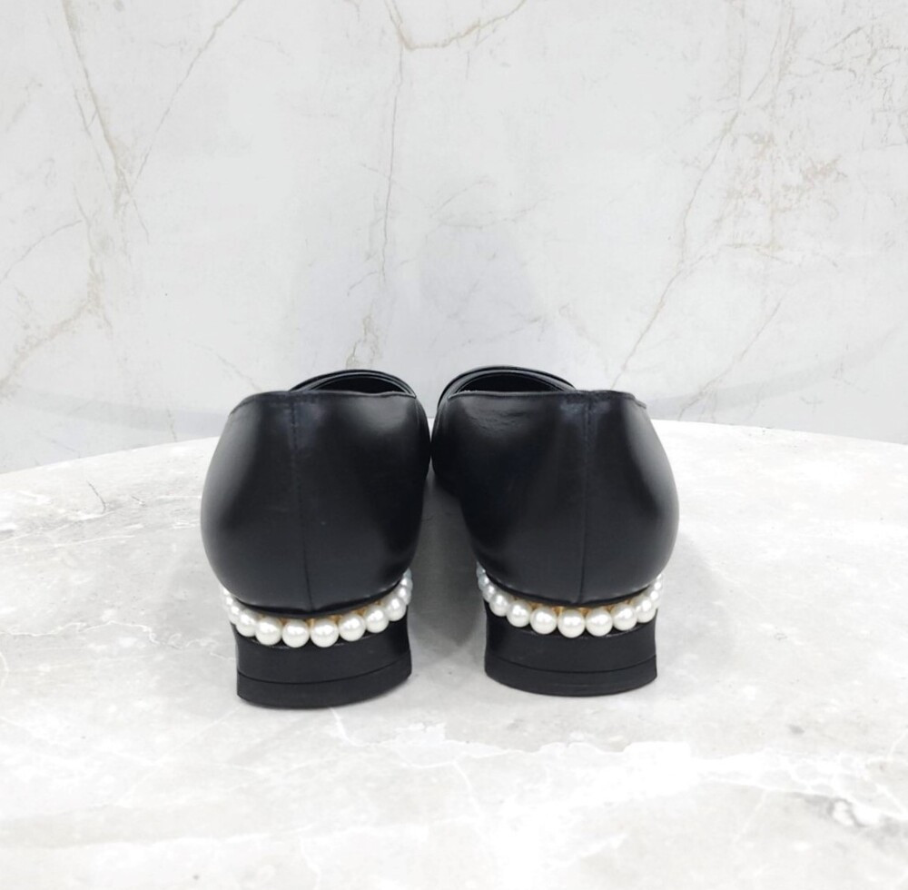 [럭스유] 38.5 / 샤넬 CC로고 진주 레더 펌프스