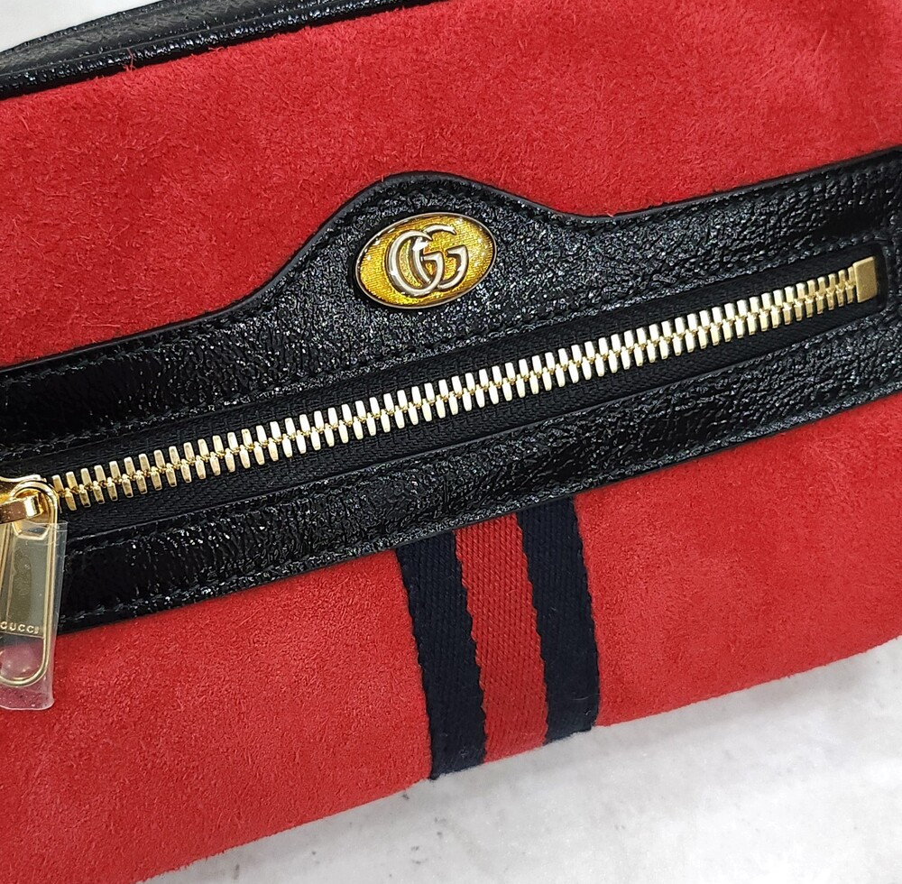 [럭스유] (새상품) 구찌 레드 스웨이드 오피디아 WEB 스몰 힙색 벨트백 517076