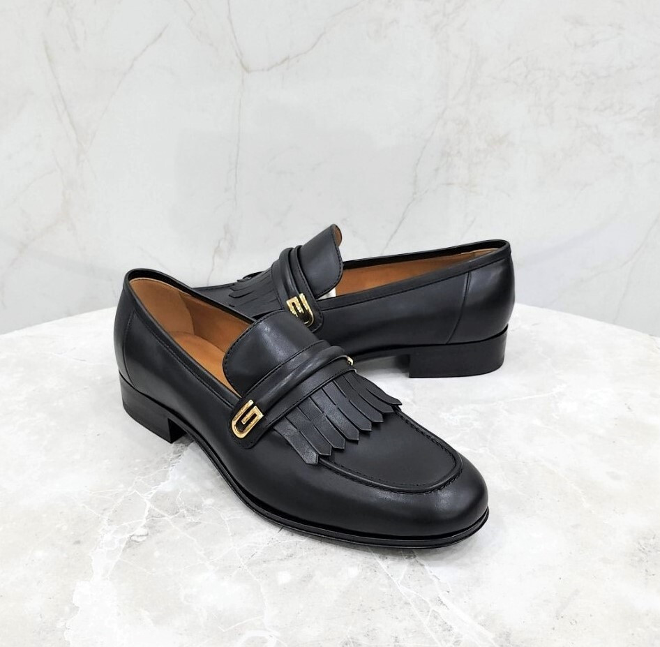 [럭스유] (새상품) 6 / 구찌 미러 G 레더 로퍼 블랙 714680