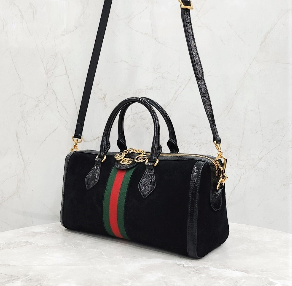 [럭스유] 구찌 GG 스웨이드 오피디아 탑핸들 백 블랙 524532