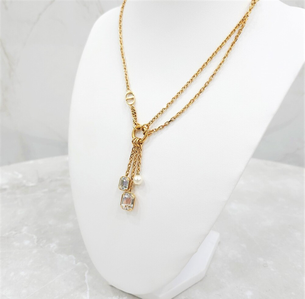 [럭스유] 디올 PETIT CD 큐빅 진주 체인 목걸이 N3048WOMCY