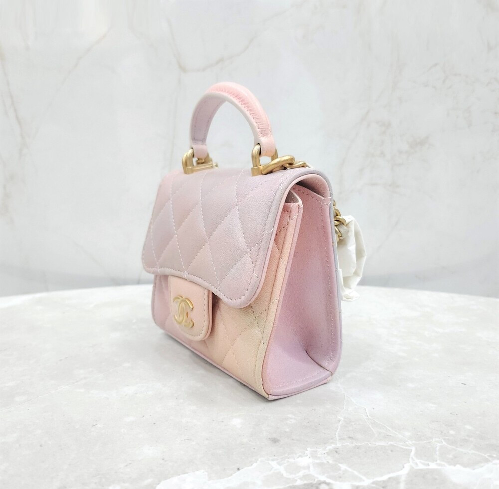 [럭스유] (새상품) 샤넬 탑핸들 체인 미니백 그라데이션 핑크 램스킨