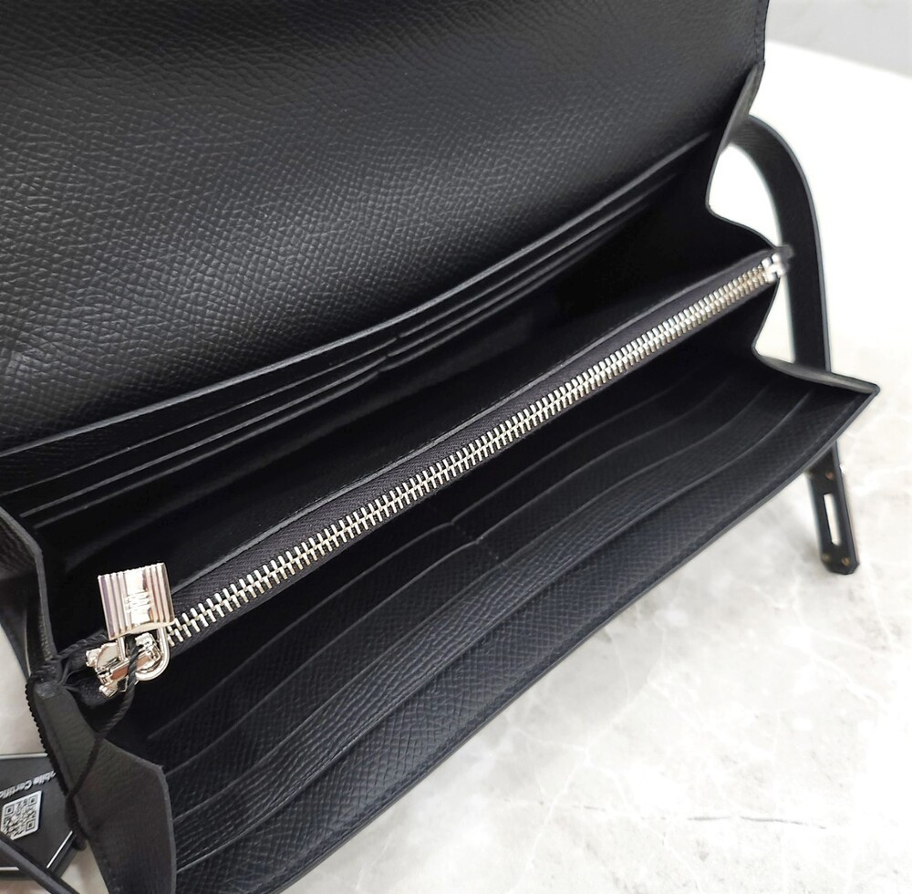 [럭스유] 에르메스 켈리 클래식 장지갑 앱송 팔라듐 누아 W각인