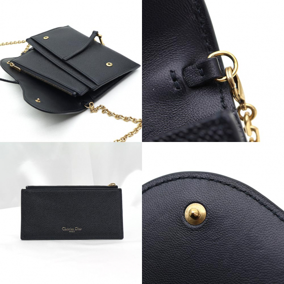 Dior(크리스챤디올) S5614CBAA_M900 블랙 레더 새들 SADDLE 파우치 WOC 체인 크로스백