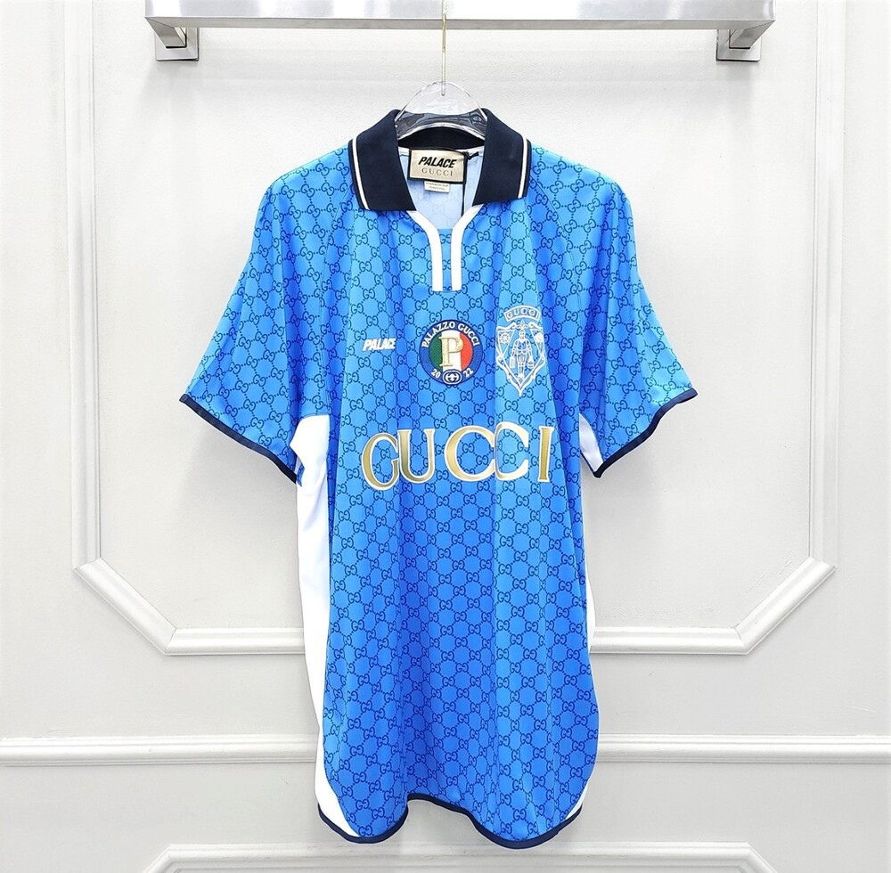 [럭스유] L / 구찌 X 팔라스 프린트 올오버 GG 테크니컬 저지 반팔 티셔츠