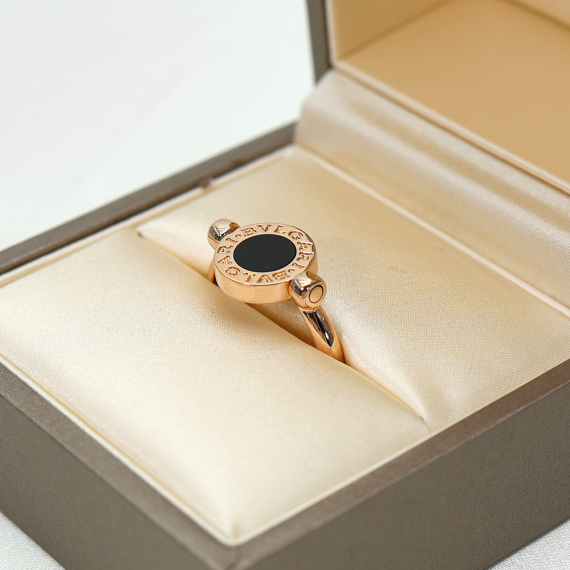 Bvlgari(불가리) 347769 18K 핑크골드 마더오브 펄 오닉스 플립링 반지 55호