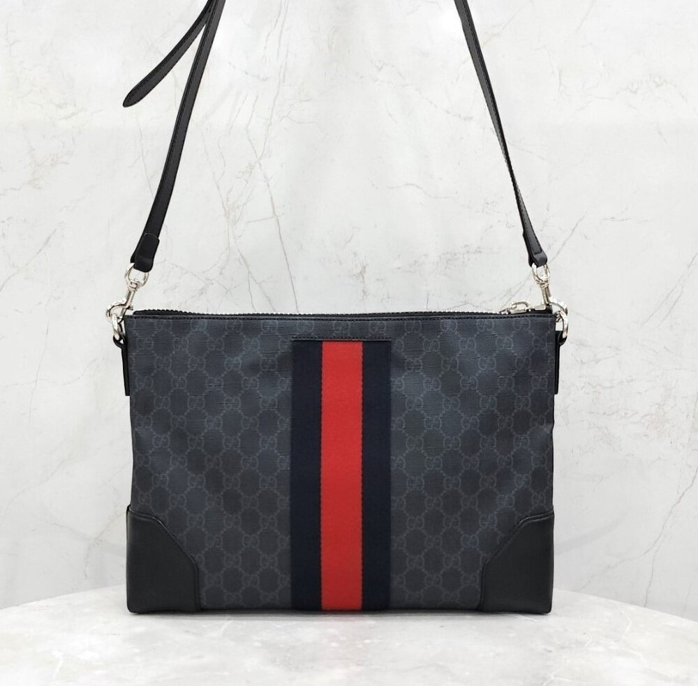 [럭스유] 구찌 GG 수프림 블랙 캔버스 메신저백 474139