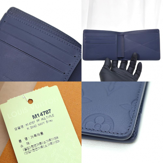 Louis Vuitton(루이비통) M14787 네이비 블루 모노그램 토뤼옹 카프스킨 멀티플 월릿 반지갑