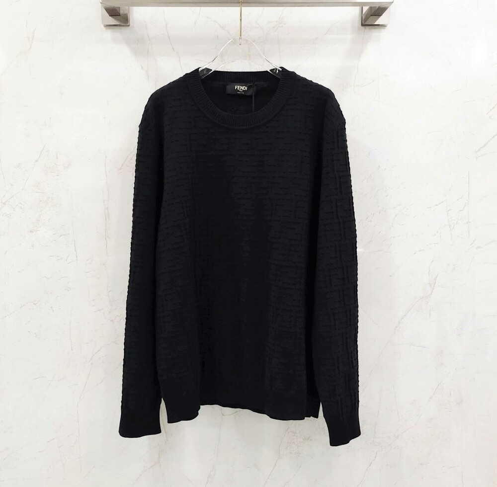 [럭스유] (새상품) 56 / 펜디 블랙 FF 코튼 셀러리아 스웨터 FZX091