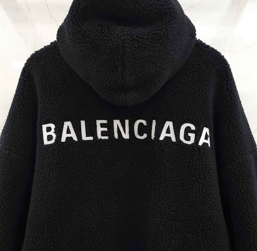 [럭스유] (새상품) L / 발렌시아가 여성 로고 자수 플리스 집업 후드 768694