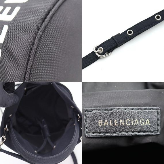 Balenciaga(발렌시아가) 619458 블랙 나일론 휠 XS 드로스트링 버킷 2WAY