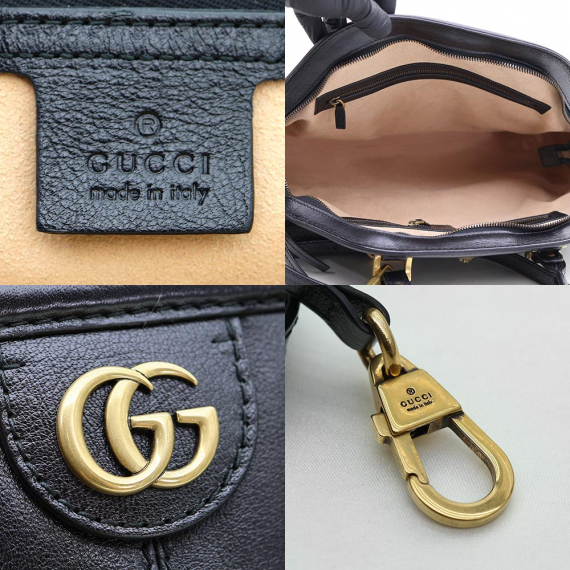 Gucci(구찌) 516459 블랙 레더 르벨 미디움 탑 핸들 2WAY