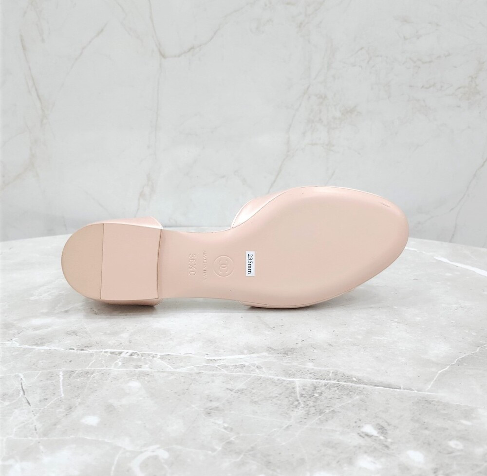 [럭스유] (새상품) 36.5 / 샤넬 CC로고 핑크 실크 플랫 발레리나 슈즈 G39660